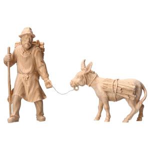 BE Hirte ziehend mit Holzkraxe mit Esel mit Holz 2 Teile