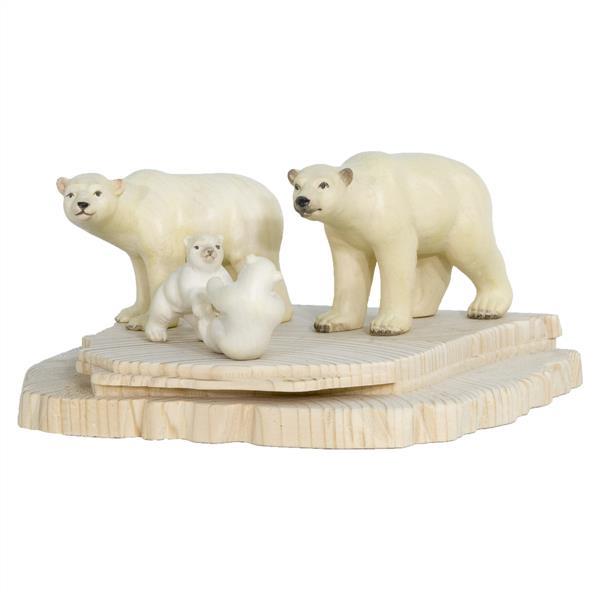 Gruppe mit 4 Eisbären auf Eisplatte - Acquarell