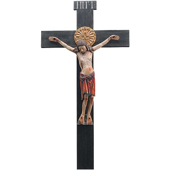 Romanisches Kruzifix Kreuz L. 120 cm - lasiert
