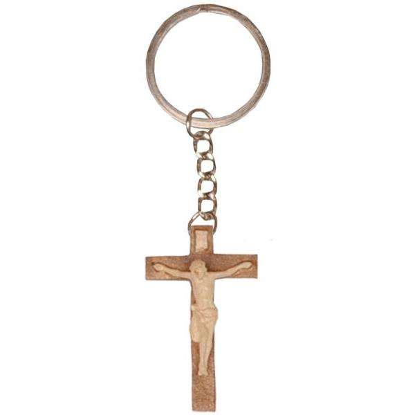 Schlüsselanhänger - Jesus Kreuz - mehrtoenig gebeizt