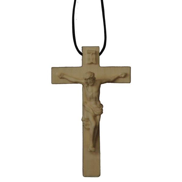 Anhänger - Kreuz mit Jesus, Holz mit Schnüre - natur