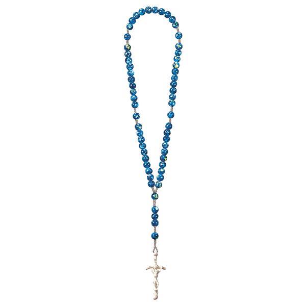 Rosenkranz Exclusive Marmoriert Blau mit Papstkreuz - natur